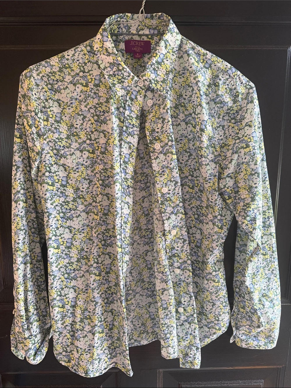 J. Crew Lightweight Floral Shirt Jacket in White, Green & Yellow